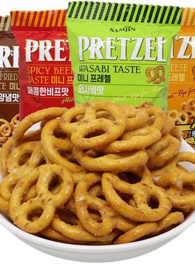 韩国进口SAMJIN三进饼干圈咸味芝士年糕蝴蝶形饼干休闲膨化小零食