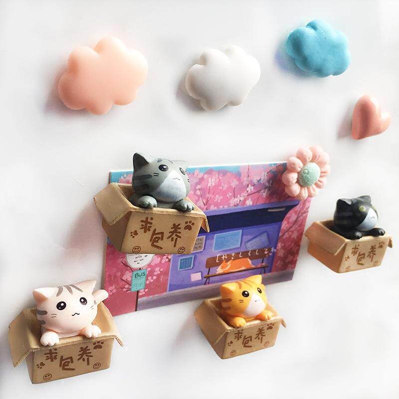 超萌求包养猫咪冰箱贴立体纸箱猫咪磁贴小白猫小黑猫可爱猫冰箱贴