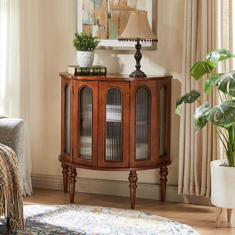 半圆玄关桌新中式靠墙玄关柜实木玄关台客厅边柜美式装饰柜收纳柜