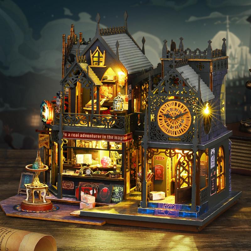 diy手工小屋霍洛魔城拼装小房子模型场景解压玩具创意生日礼物女