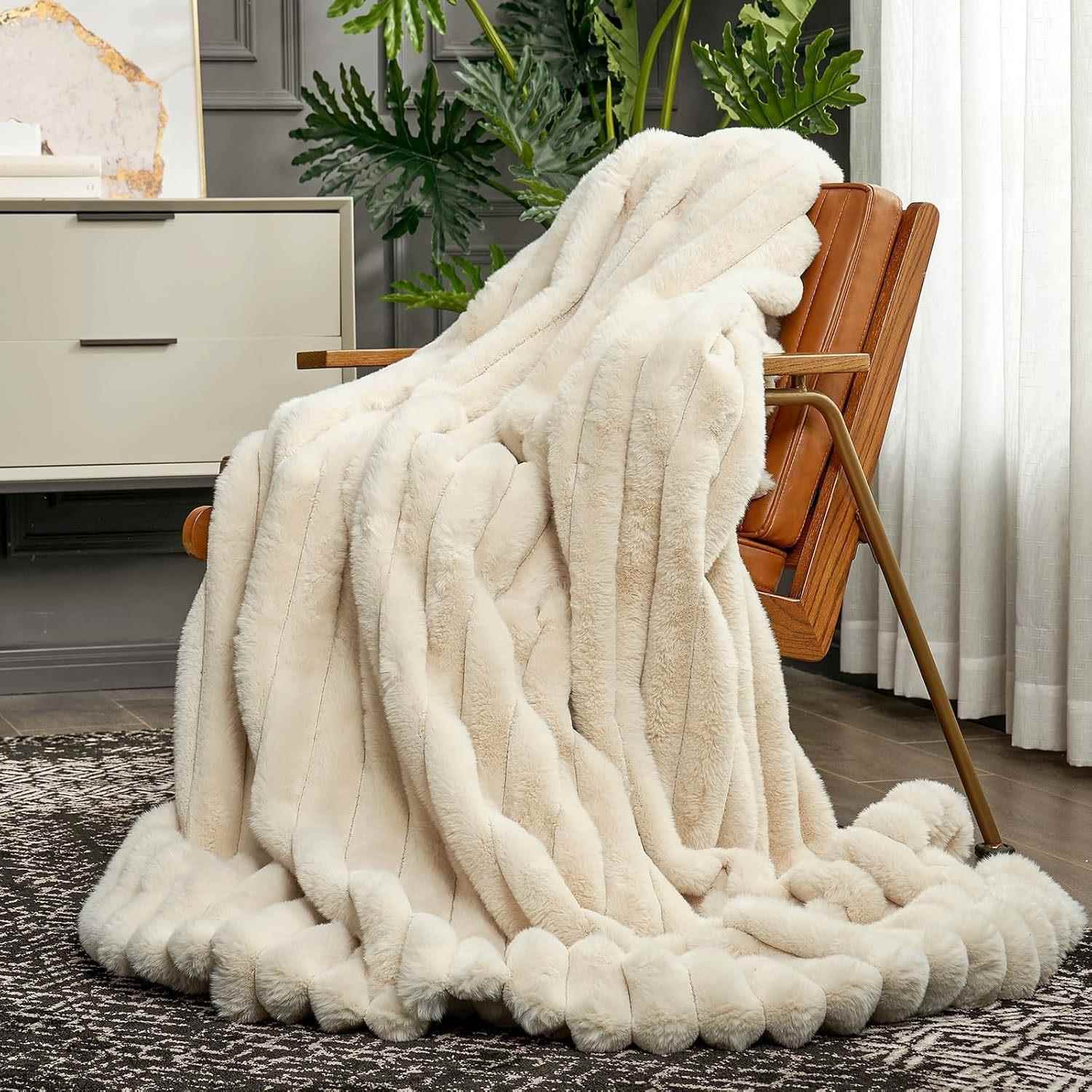 毯感加厚沙发毛毯兔毛毯子双层床上午睡毯子冬季高