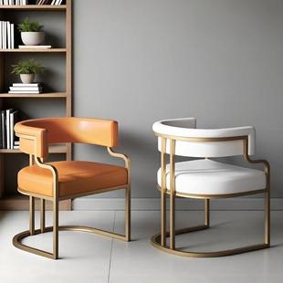 高级轻奢餐椅美容院接待化妆椅高档单人沙发椅美甲店顾客椅子