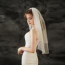 复古头纱手工缝钻婚纱配件短双层带发梳新娘结婚头纱苏州小头纱