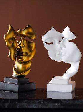 新款直销新款欧式情侣金色双面木质沉默是金家居卧室桌面摆件简约