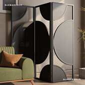 隔断法式 饰折叠简约复古客厅移动艺术玄关 现代屏风挡板中古轻奢装