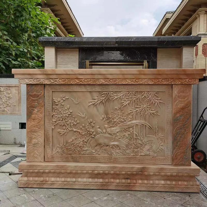 浮雕墙壁画石雕庭院门口摆件中式背景墙造型迎门墙人物雕刻文化墙
