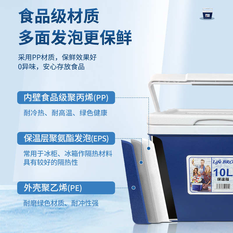 保温箱野餐露营保鲜冷藏箱户外商用食品桶摆摊便携式冰块10l