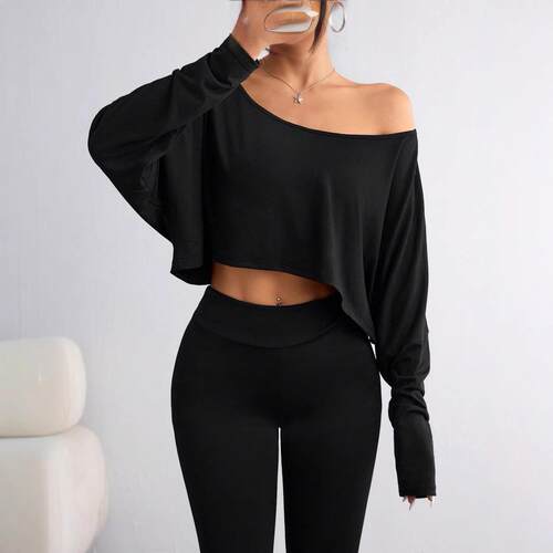 2026 New Womens 2-Piece Set Asymmetrical One-Shoulder Long