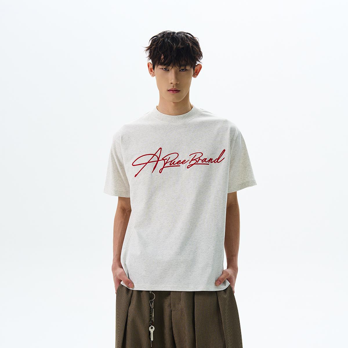 原创美式cleanfit字母刺绣短袖T恤索罗娜凉感小领口上衣潮