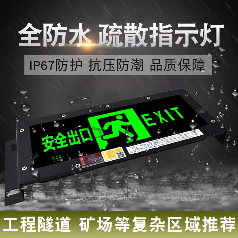 防水消防应急安全出口灯IP67户外抗压防潮不锈钢疏散标志指示灯牌