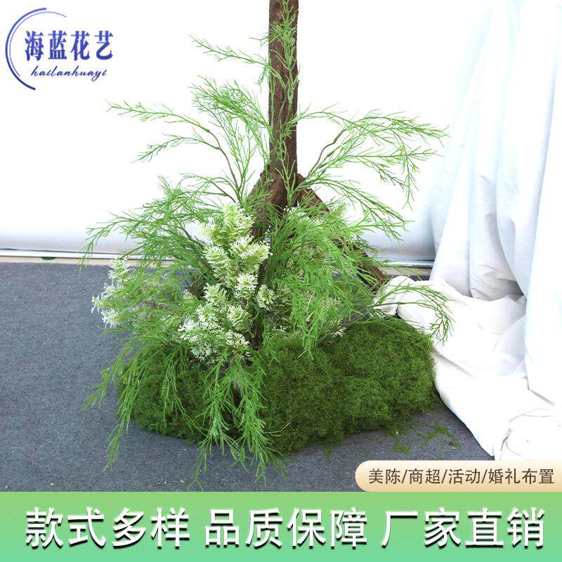 婚庆森系木桩门拱门草坪户外婚礼仿真花