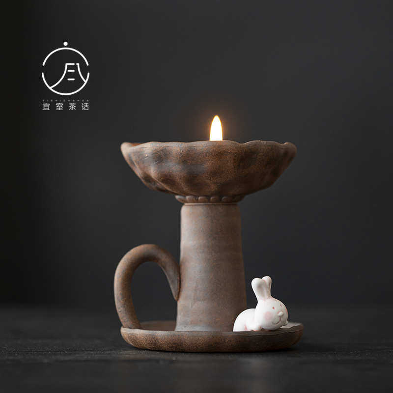 宜室茶话茶空间老岩泥烛台氛围感蜡烛底托文人香薰蜡烛台茶道配件,餐饮具,茶具礼盒,淘宝优惠券,粉丝福利购,淘宝优惠卷