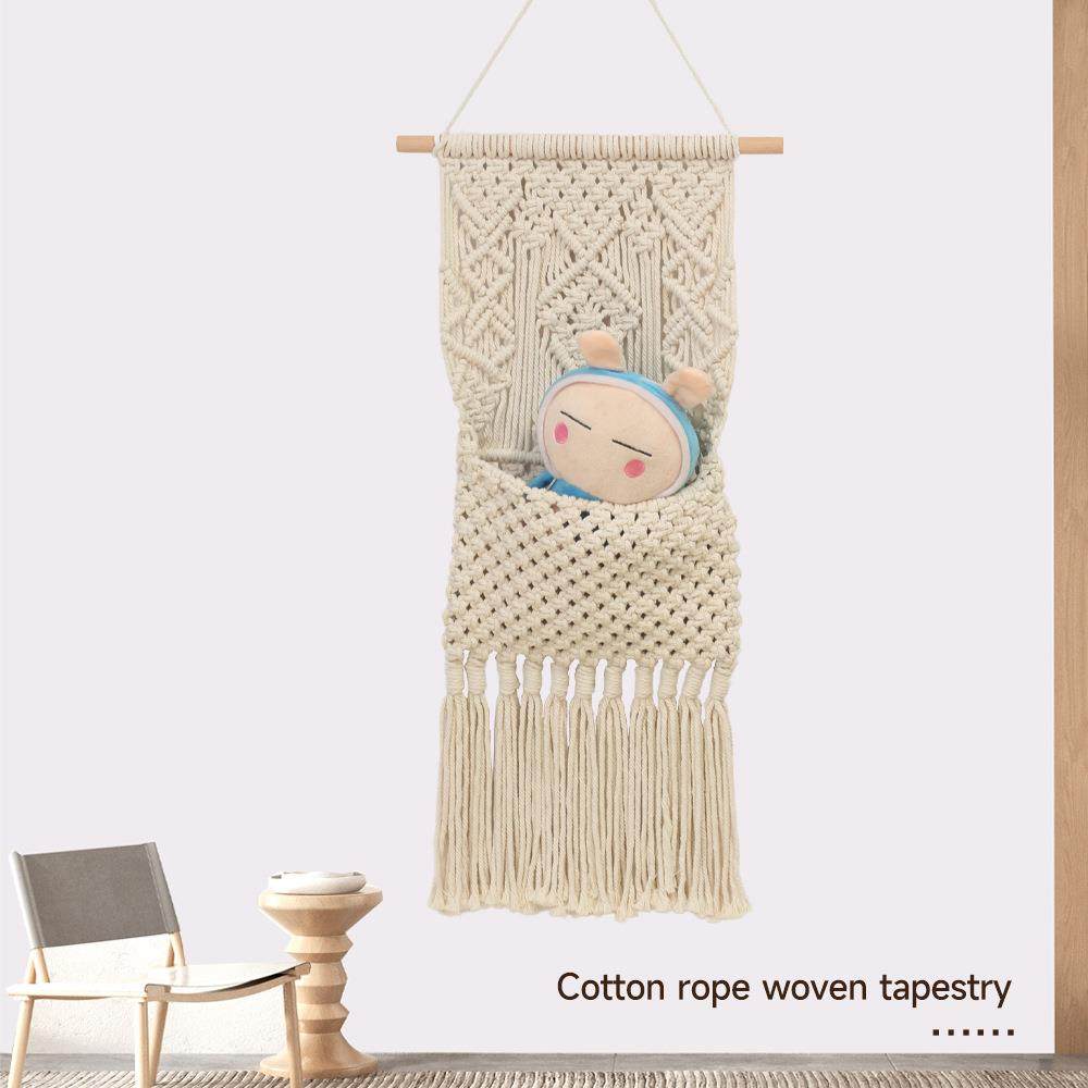 棉绳编织挂毯 手工编织挂毯波西米亚风客厅民宿装饰收纳袋