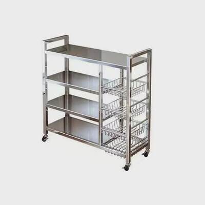 不锈钢厨房置物架菜篮子落地多层多功能微波炉锅具收纳架零食架子