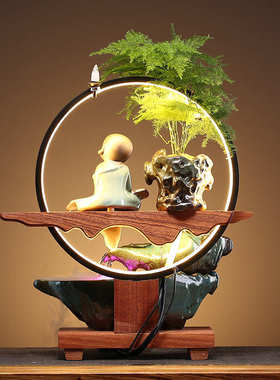 循环流水摆件创意led灯办公室桌面客厅玄关中式乔迁开业招财礼品