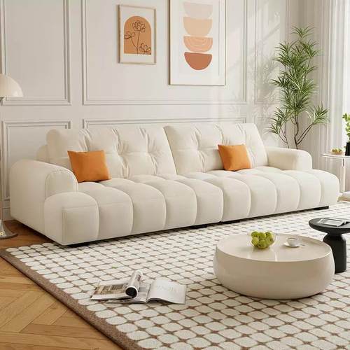 布艺沙发小户型客厅简约现代轻奢新款奶油风钢琴键直排云朵沙发