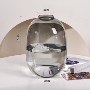 高档高培级感花厅瓶插花摆件玻璃水马醉客木雪柳吊钟南天竹轻奢装