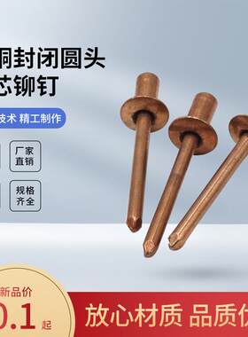 全铜封闭抽芯铆钉防水铆钉闭口抽芯铆钉紫铜制拉铆钉 半铜磷化黑