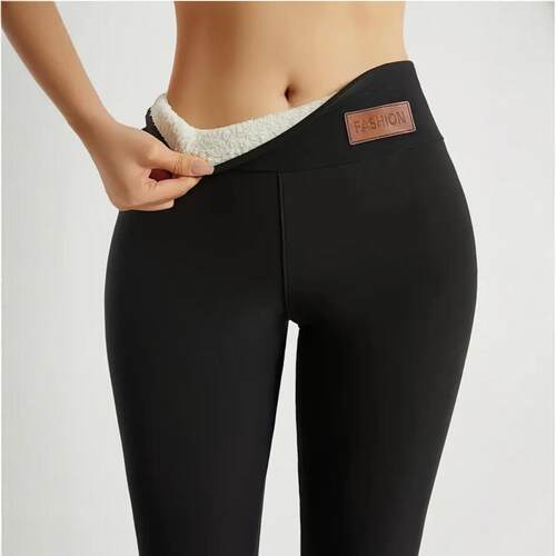Fleece women's yoga pants with high waist shaping,