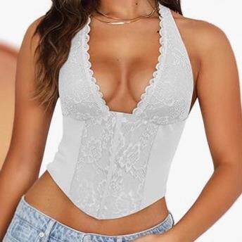 Hanging neck, inner bra set, no empty cup, lace bra style,