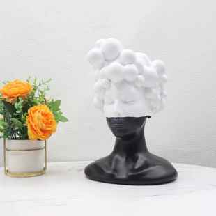 简约现代样关板玄女神头上泡泡房物雕1塑摆件酒柜女孩人家居装饰