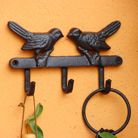 复古玄关创意铸铁装饰钥匙挂钩壁挂墙壁门后衣帽架可爱小鸟挂衣钩