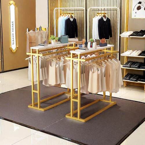 服装店中岛架落地展示架简约男女装童装双排中间货架双杠侧挂衣架