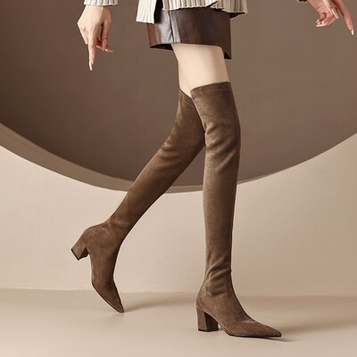 意大利Corso Venezia不掉筒弹力过膝靴女2025年新款高跟瘦腿长靴