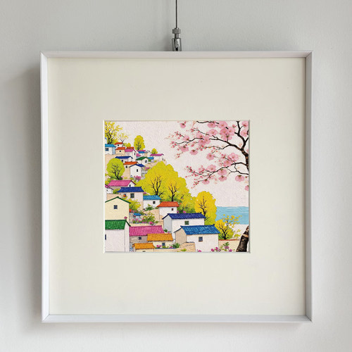 《春意》配电箱装饰画玄关装饰画入户正对门餐厅墙面装饰艺术画