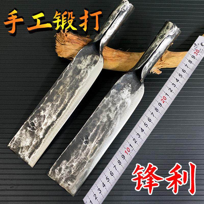 纯手工锻打砍竹刀加厚砍树刀弹簧钢劈柴刀农用直刀砍柴刀破竹篾刀
