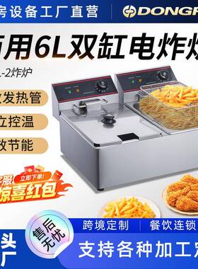 东沛商用台式单缸双筛电炸锅小吃摆摊大容量油炸锅带调温器电炸炉