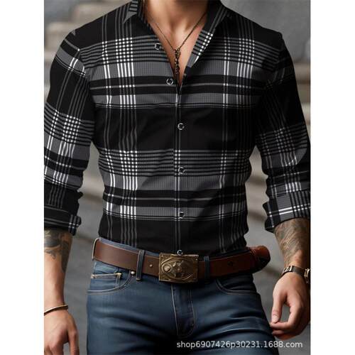 Menswear Long-Sleeve Collared Neck Motocross Shirt - Men's