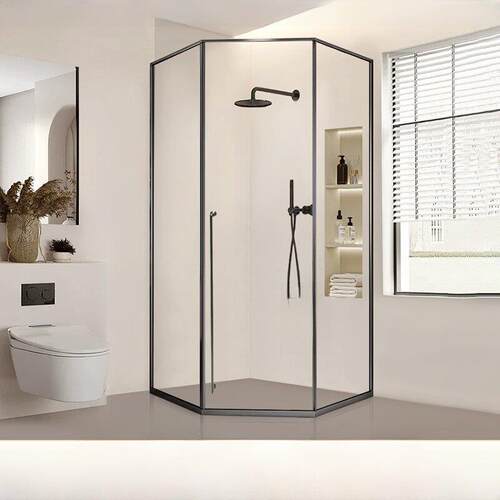 璃菱极侧边拉砌浴窄房形室体干浴离形隔断弧门扇湿推淋形分玻门