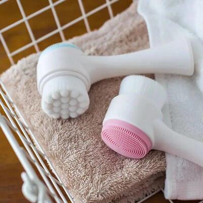 3D Double Silicone Facial Cleansing Brush Manual Massage Fac