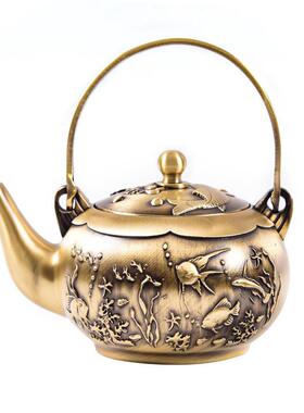 黄铜龙凤小茶壶客厅茶几喝茶纯铜创意小铜器摆件小茶壶义乌小商品