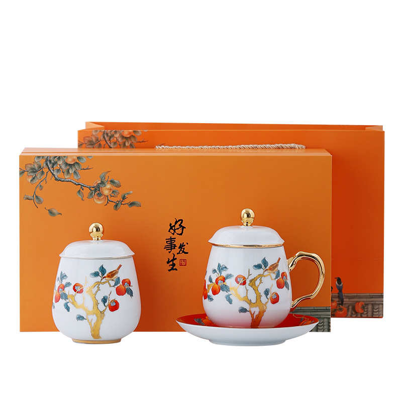开业印制礼品茶茶叶罐水杯礼伴logo杯手事发马克分离生水陶瓷好带