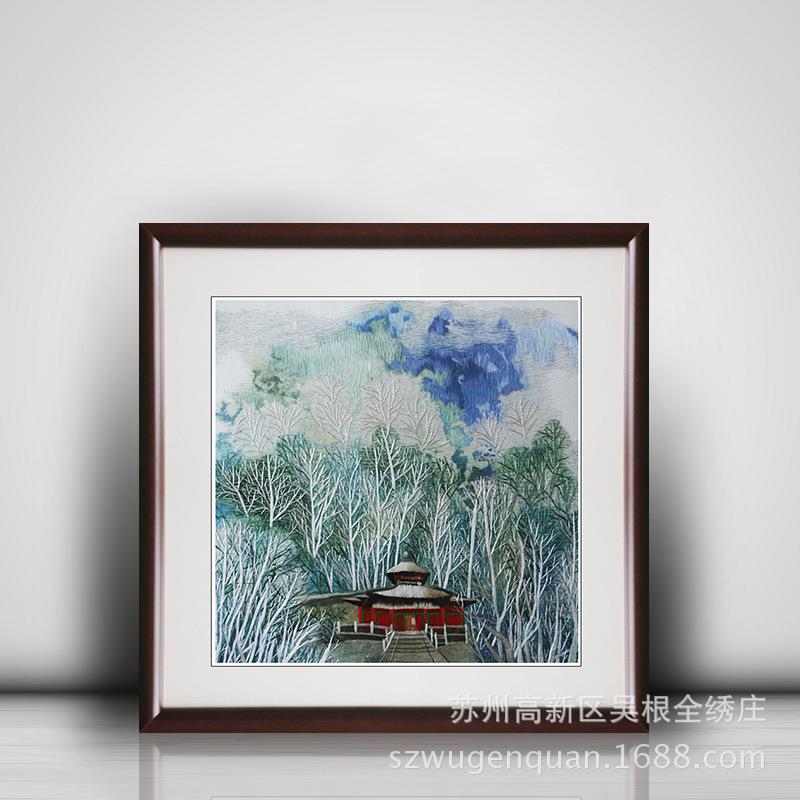 苏绣书房客厅成品装饰画苏州手工刺绣家居风景画工艺品挂画