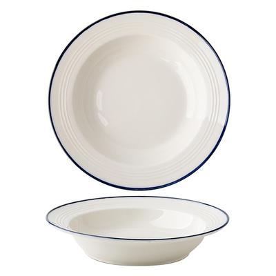 巷子尾〖14.99两个草帽盘〗8英寸蓝线西餐意面盘餐厅民宿陶瓷汤盘