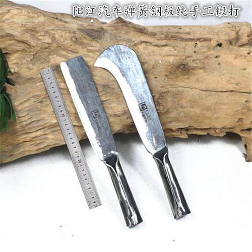 小柴刀砍树刀户外开 路刀野营刀具弹簧钢手工锻打镰刀免磨弯刀农
