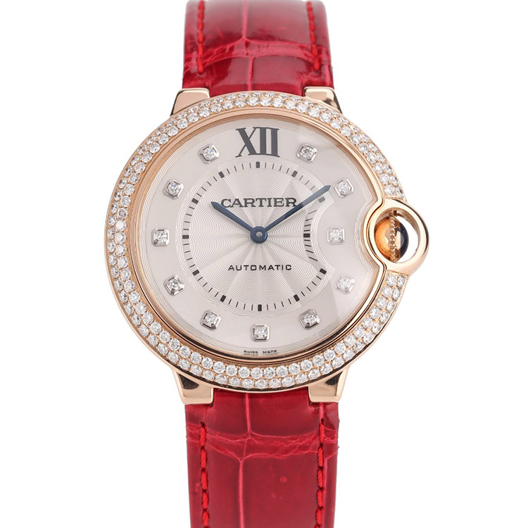 [9.8新]卡地亚蓝气球18K玫瑰金WE902028后镶钻自动机械女表36mm