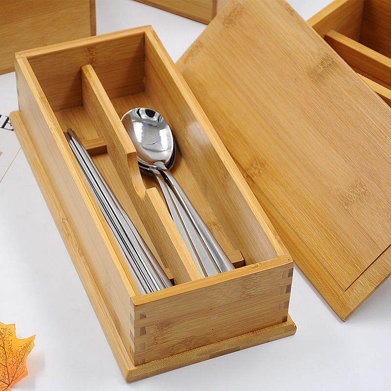 日式竹子带盖餐具盒家用竹质筷子勺筷收纳盒饭店餐厅筷子笼