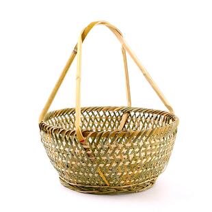 手工竹编篮子家用圆手提水果小竹篮藤编迷你鸡蛋收纳筐买菜大竹篮