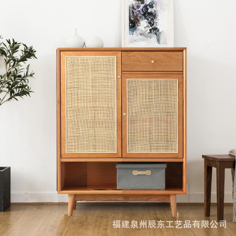 新款直销北欧实木带抽屉鞋柜家用门厅收纳储物玄关柜公寓简约开门
