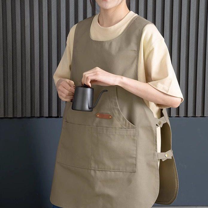时尚帆布无袖马甲式罩衣防水咖啡饭店超市餐厅工作服男女定制印字