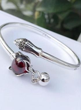 正品99银手镯子女2025新款纯红刚狐玉日韩时尚网9红狸手环送女友