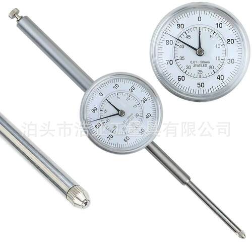 0-50mm指示表分度值0.01长针百分表加长杆大量程指针式百分表