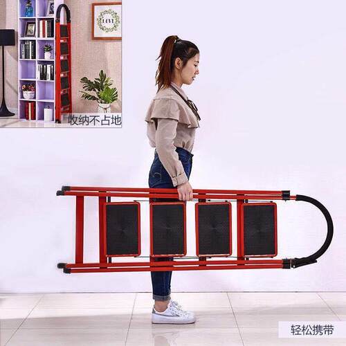 梯子字家叠梯加厚碳钢人用折梯URQ移动楼梯伸缩梯四步五步梯室内