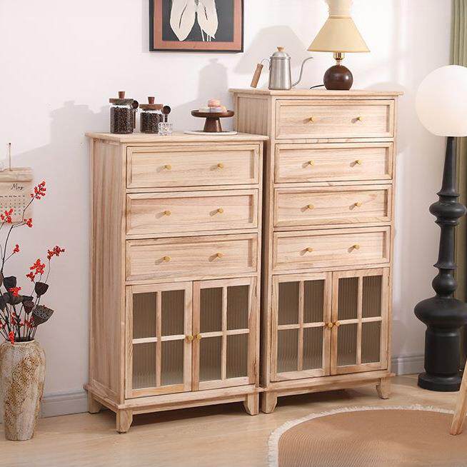 复古纯实木斗柜客厅边柜多功能带门抽屉式收纳柜子胡桃色简约柜子