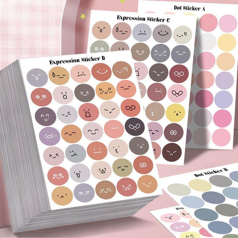 16张纯色圆点表情拼贴纸创意可爱装饰手账本手机壳笔记本桌面贴画,文具电教/文化用品/商务用品,贴纸/立体贴纸,淘宝优惠券,粉丝福利购,淘宝优惠卷