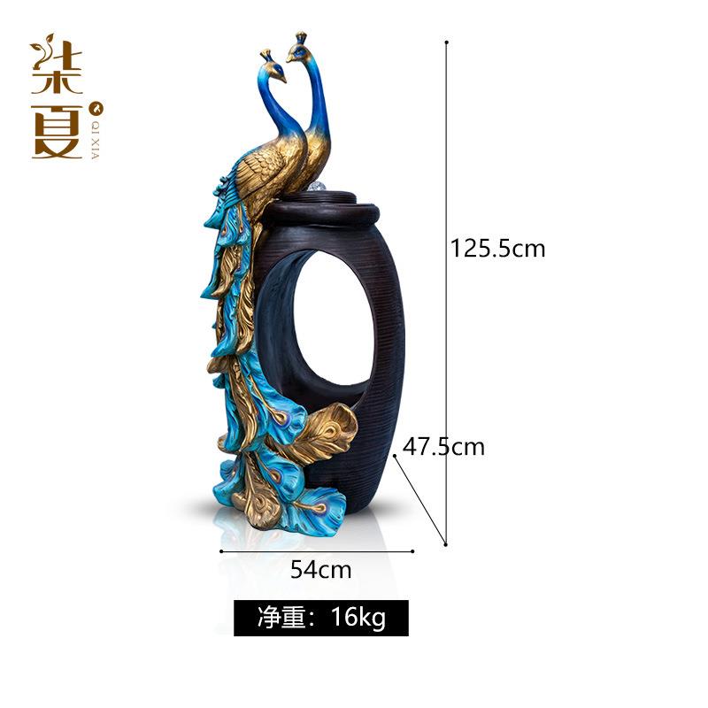 厂家直发创意欧式客厅孔雀流水摆件电视柜背景喷泉家居水景工艺品